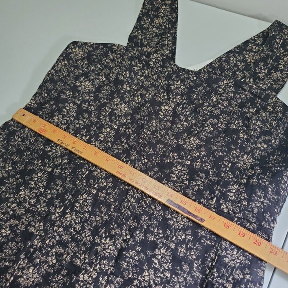 Gap Dress Womens 20 Black Tan Mini Linen Sleeveless Pockets Fit Flare Abstract - Picture 13 of 14